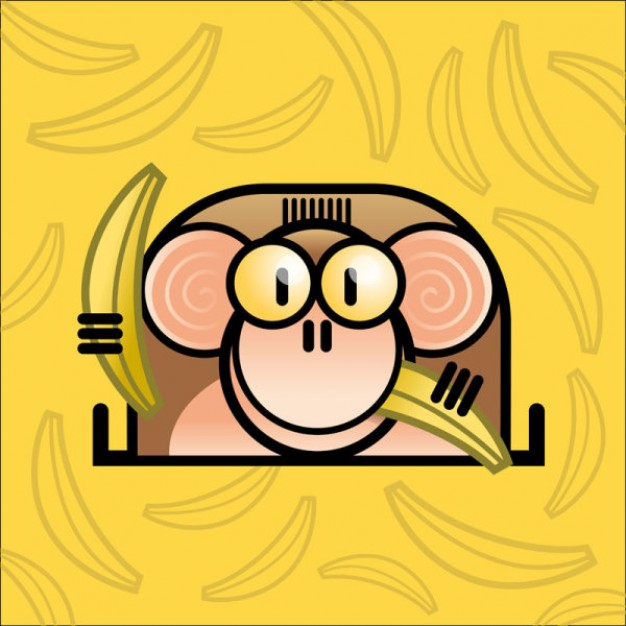 cute monkey holding bananas material with bananas background