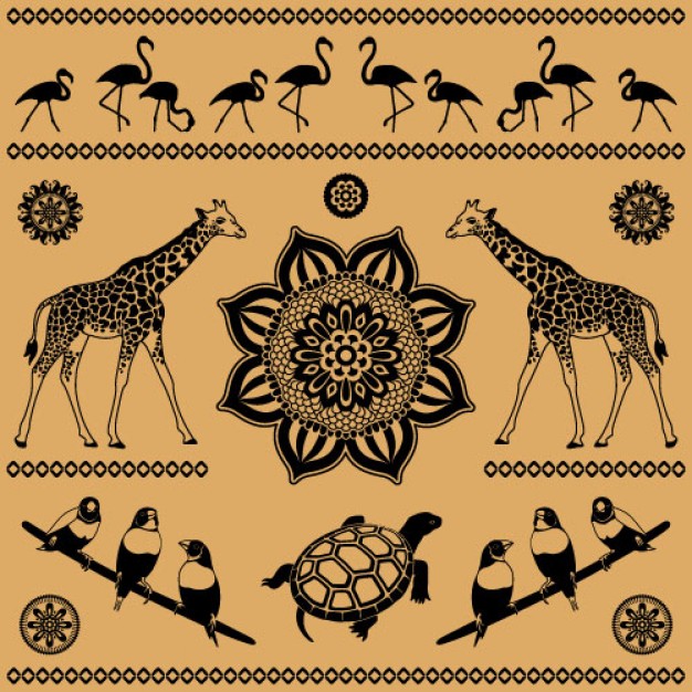 egypt totem animals with giraffe crane turtle etc
