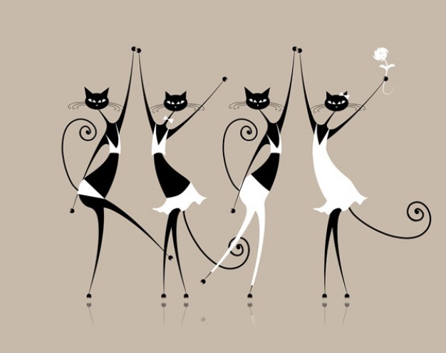 elegant cat ladys line art material