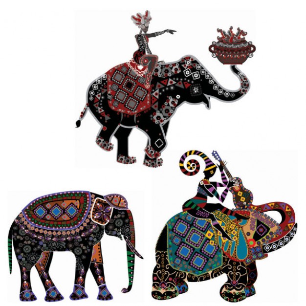 elephant painting with exquisite ethnic style decorative