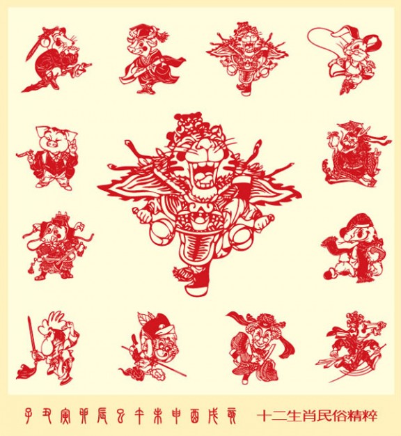 opera zodiac paper cut Chinese style