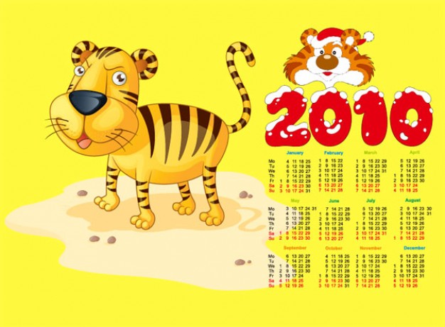 cute tiger new year and the 2010 calendar