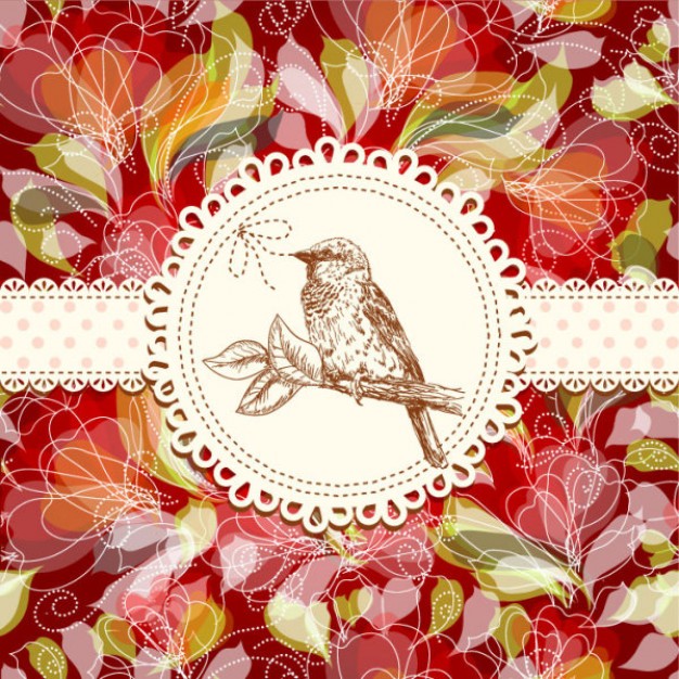sparrow in white cycle over petals background