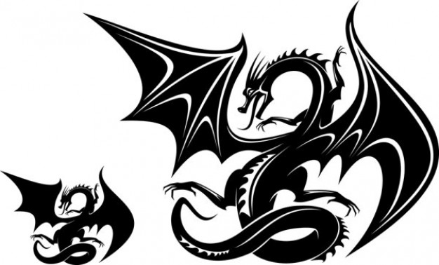 dragon with wings shaped silhouette