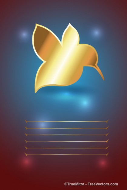 card with golden bird for note template