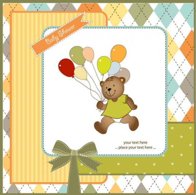 cute bear with balloon cartoon background