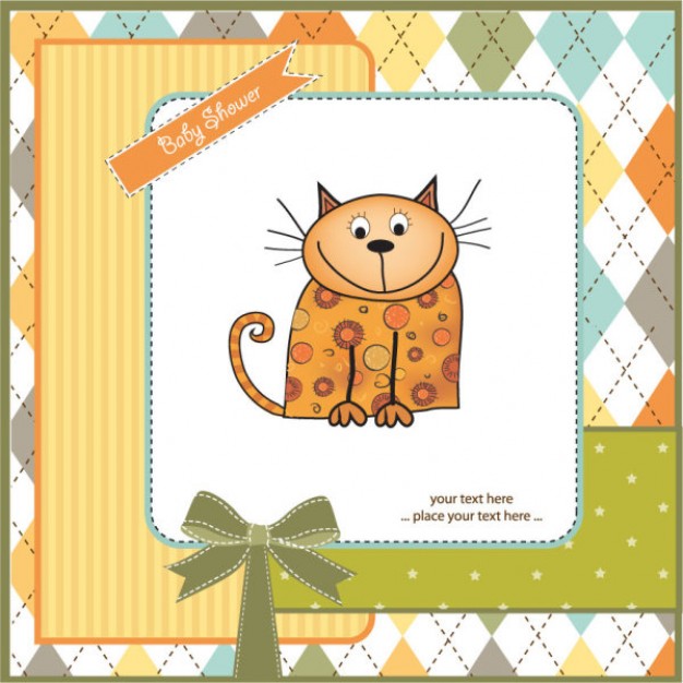 smile cat cartoon over scrapbook background