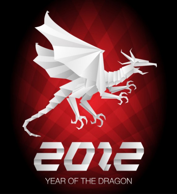 chinese year of white dragon over red nimbus