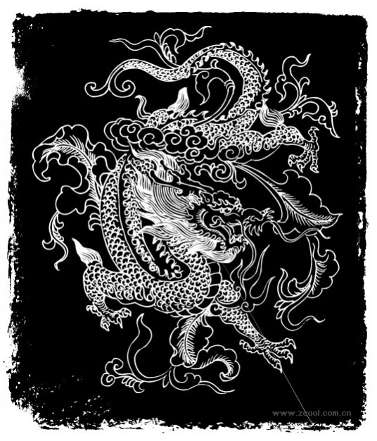 chinese dragon by line drawing material