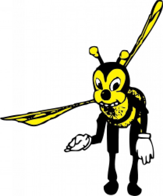 bee with yellow face wings and cloth bending