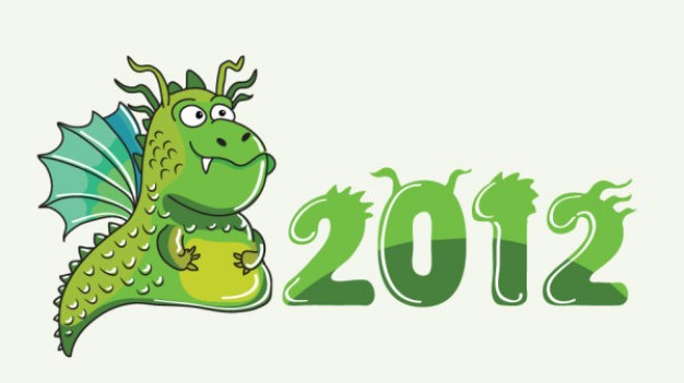 cartoon year of green dragon