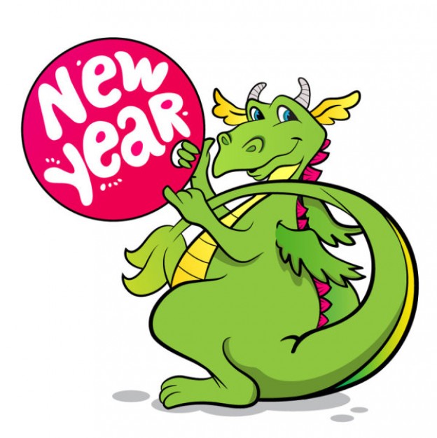 green dragon holding his tail for new year