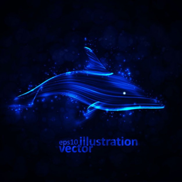 dolphin made in glowing lines in blue