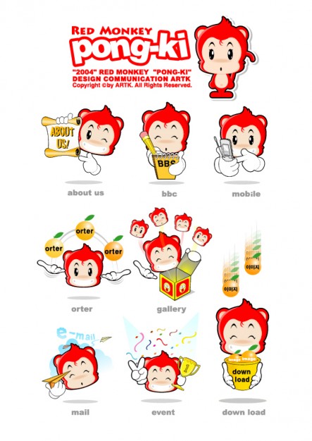 red lovely monkey set