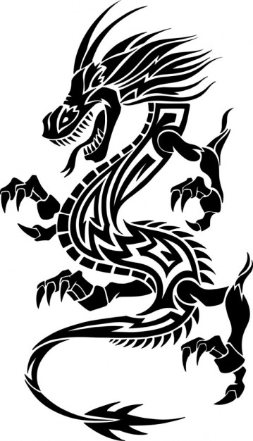 pointy dragon tattoo in simple line