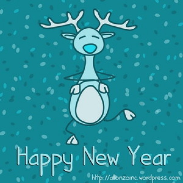 happy new year card with elk