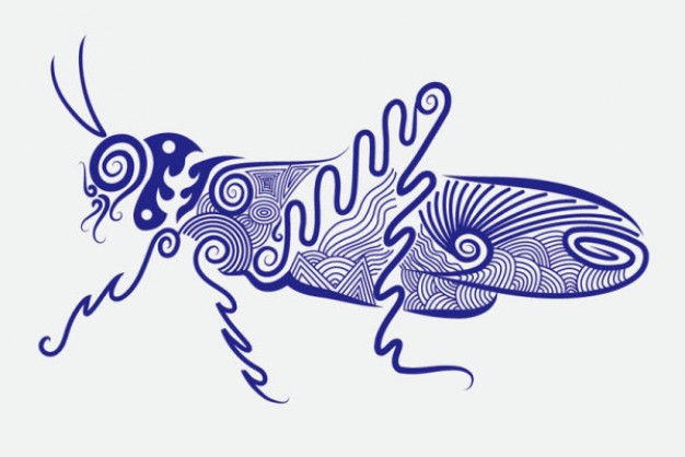 lobster bug doodles in blue floral line