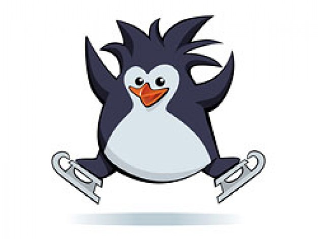 cartoon penguin jumping with skate