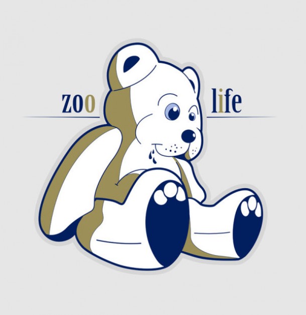 cartoon teddy bear by zoo life with gray background