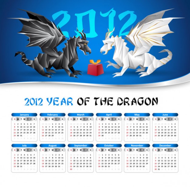 the pterosaur calendar 2012 with blue background