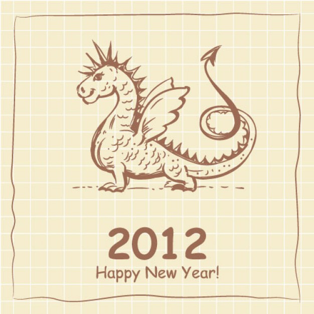 cartoon dragon greeting card over in light earth yellow