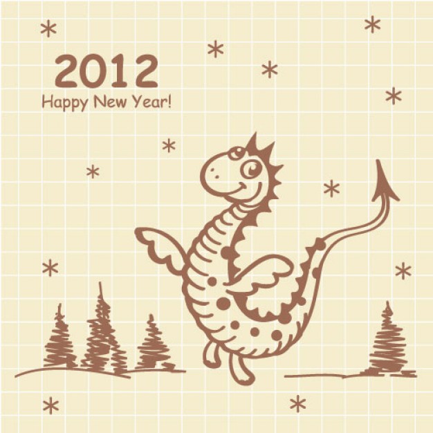 cartoon dragon greeting cards with earth yellow
