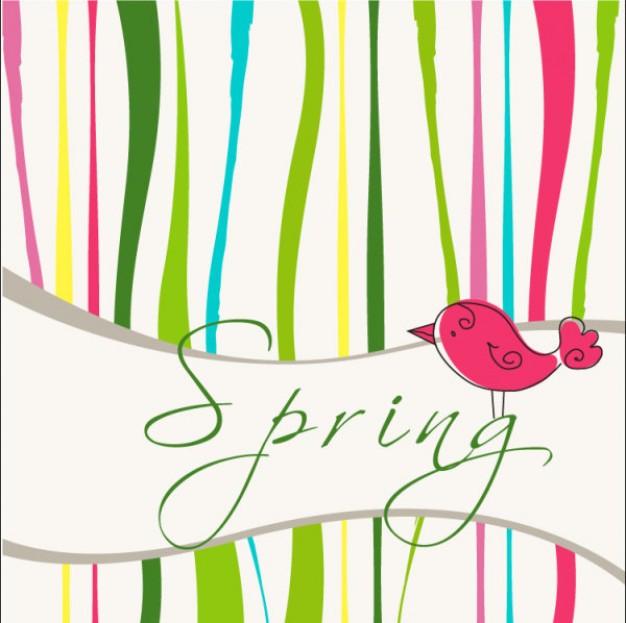 spring bird with dynamic flow line background