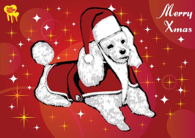 santa dog with star and pink background