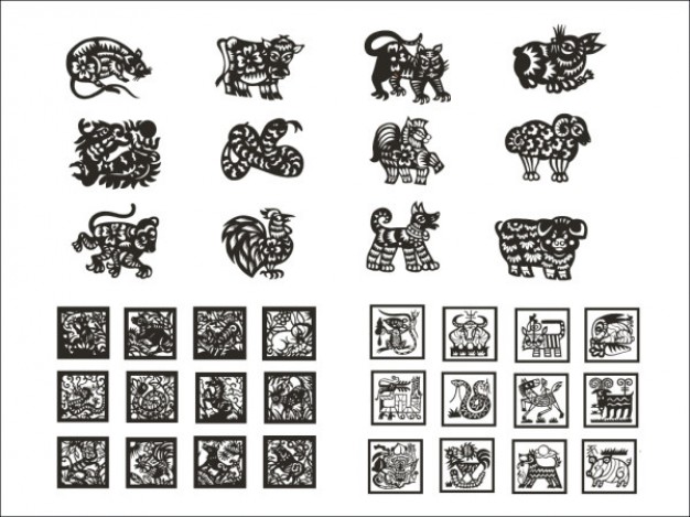 zodiac of paper cut in black and white