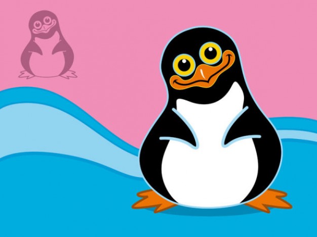penguin on a abstract wave background