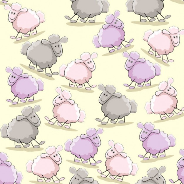 pattern with cute smiley sheep