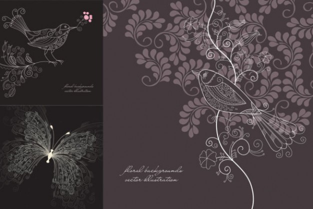 Elegant patterns with floral and butterfly bird