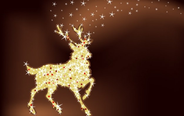 magic christmas reindeer with brown background