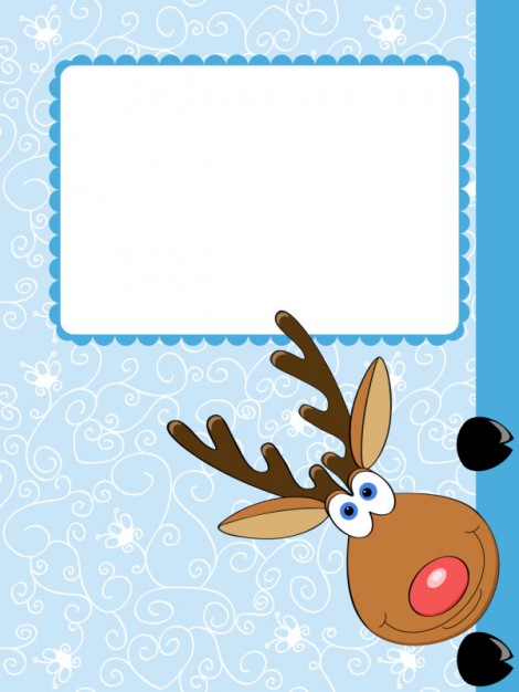 cartoon christmas elk for Christmas card template design