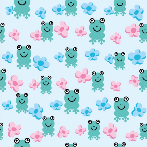pattern with cute frog continuous background of a flower
