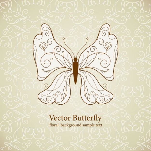 ornamental butterfly with curly branches background