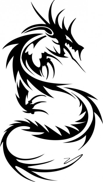 pointy dragon ornament in black line