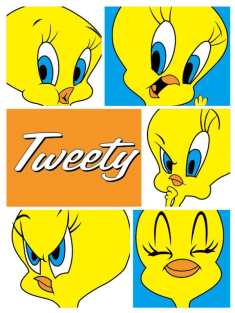 yellow tweety with different cute expression material