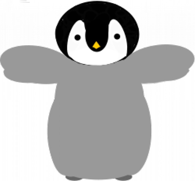 penguin with gray cloth