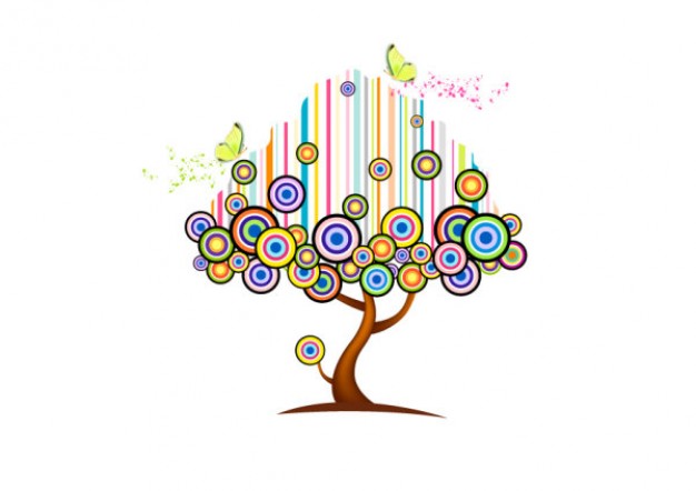 abstract tree design with flowers