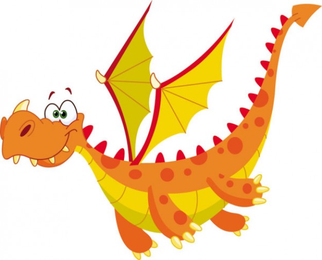 cute orange dragon flying