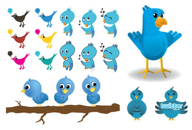 twitter birds in different expression