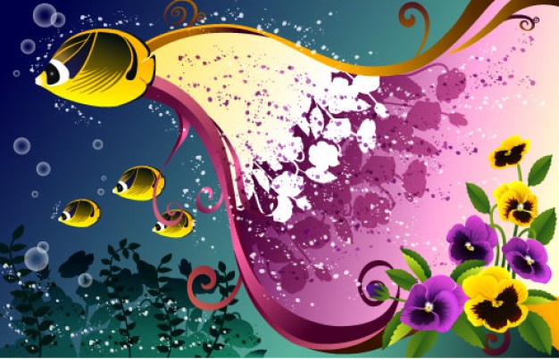 Tropical fish colorful seabed landscape