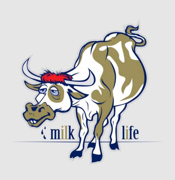 cartoon cow for milk product logo design