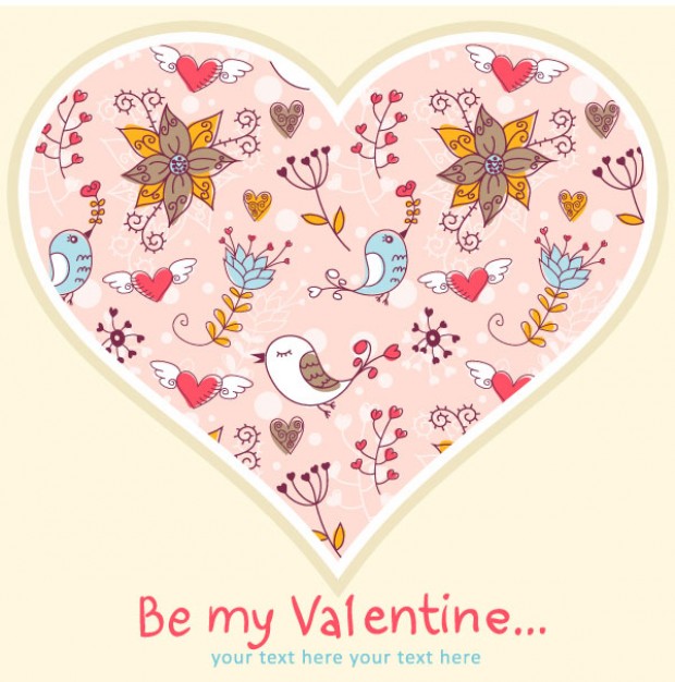 valentine card template in heart shaped illustration
