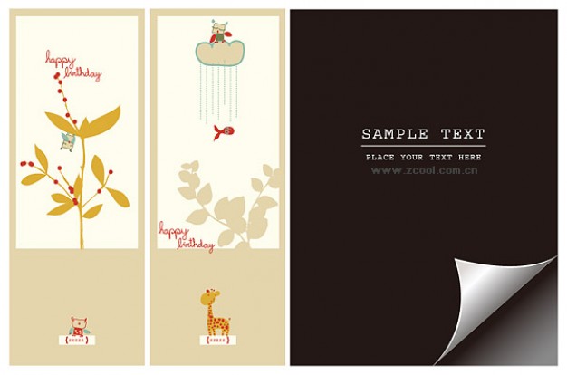 lovely bookmark pattern with giraffe bear for birthday card design