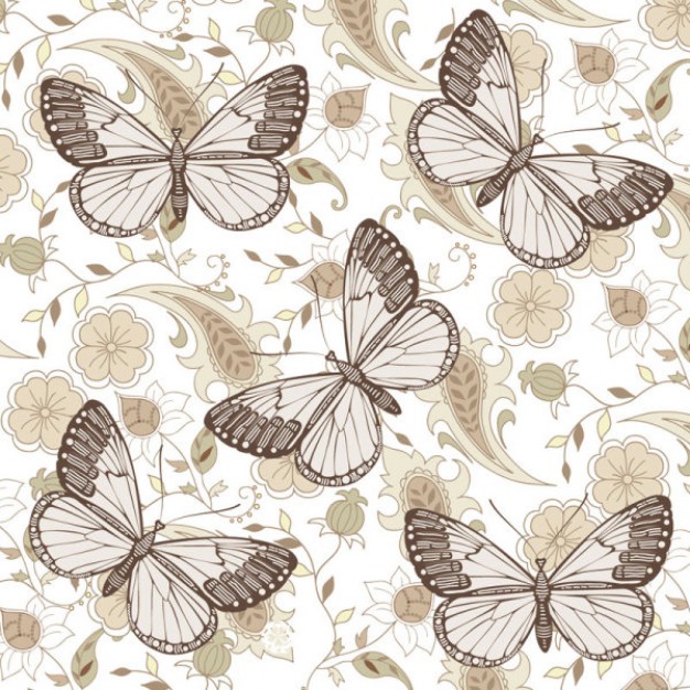 pattern with butterfly flowers background