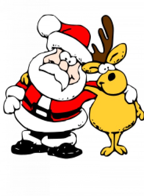 santa and reindeer with funny expression