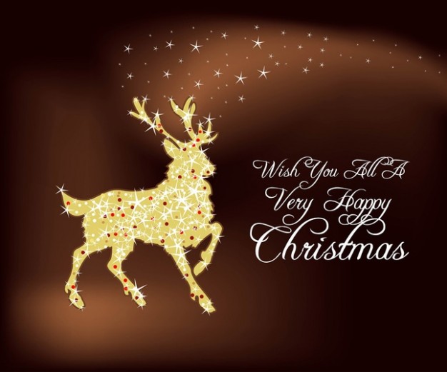 christmas deer with golden star with chocolate background