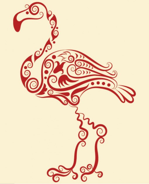 handmade flamingo with floral pattern illustration